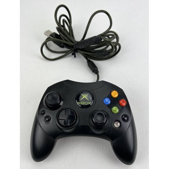 Original Wired Microsoft Xbox Controller S in Black No. X08-69873 - Picture 1 of 10